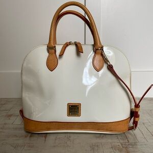 Dooney & Bourke Two-Tone Cream and Caramel Zip Zip Satchel